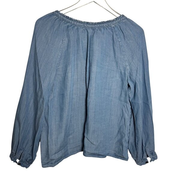 Marine Layer Chambray Button Down Shirt Women's Size small ruffled trim tencel - Picture 4 of 9